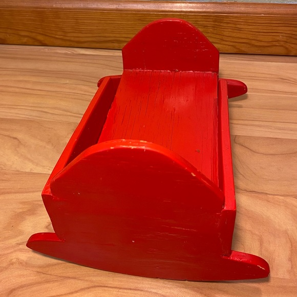 Vintage Handmade Wooden Rocking Doll Cradle - Picture 4 of 12